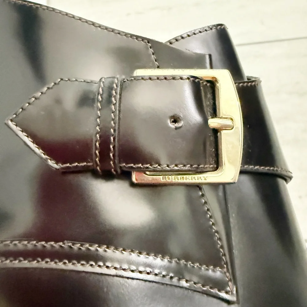 Burberry Brown  Leather Moto Bootie - size 39.5 or US size 9 - NWOB - Picture 8 of 13